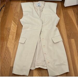 Zara linen blend cutout vest